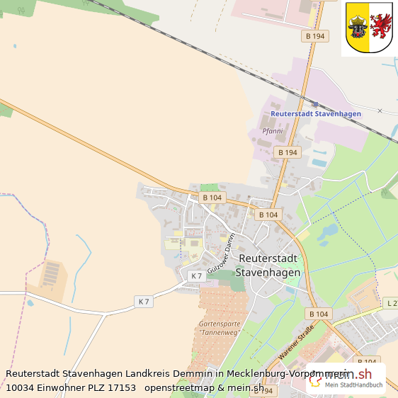 Reuterstadt Stavenhagen Landkreis Demmin Lageplan © Openstreetmap Contributors Reuterstadt Stavenhagen Lageplan